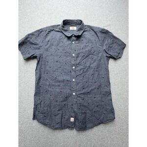 Marine Layer Shirt Mens Medium Blue Chambray Nautical Short Sleeve Button Up